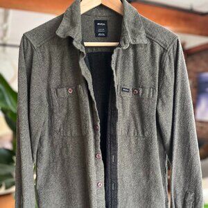 RVCA Greenish-Grey Button-Up Shirt